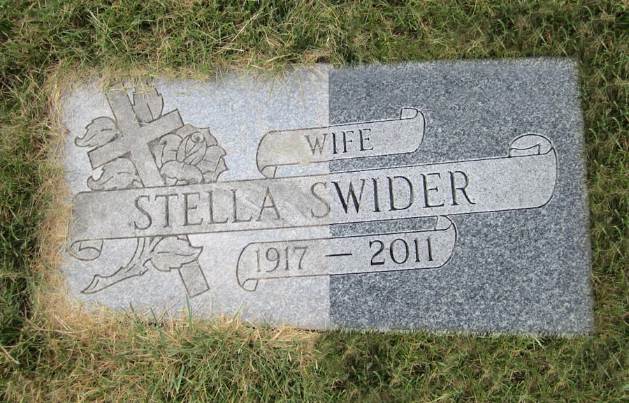 Before and After of cleaning granite headstone